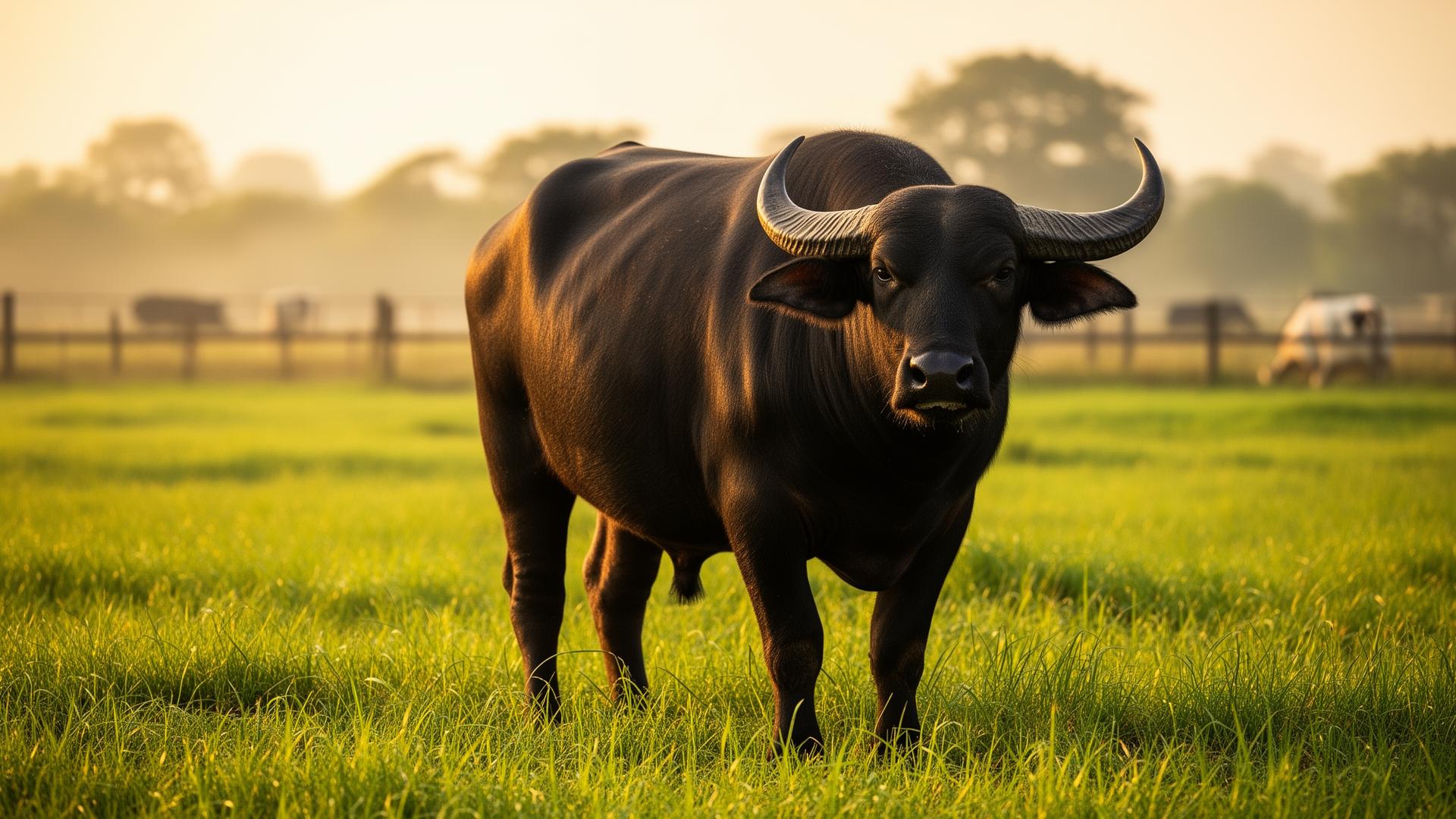 Majestic Murrah Buffalo in Indian dairy farm